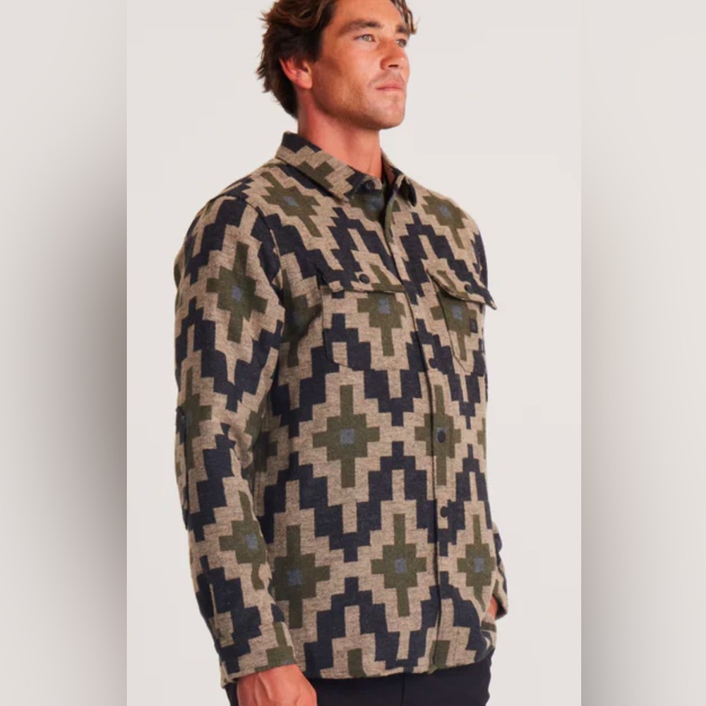 Roark Aztec Pattern Casual Button Down Shirt - Bl… - image 5